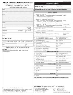 Veterinary Endocrinology Lab Form