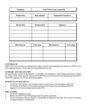 SAS hCG Urine Control Set Procedure