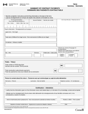 Canada Contract Payment Reporting System Form T5018