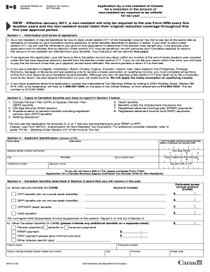 Canadian Non-Resident Tax Reduction Application