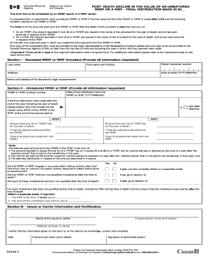 Post-Death RRSP or RRIF Value Decline Form