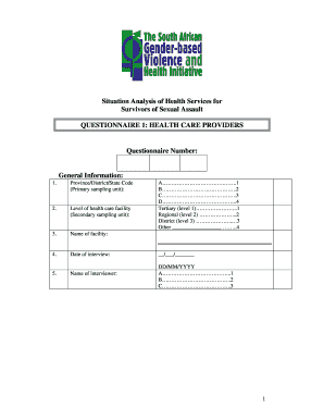 Healthcare Provider Questionnaire on Sexual Assault Services