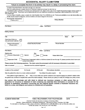 Accidental Injury Claim Form