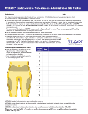 VELCADE Subcutaneous Administration Site Tracker