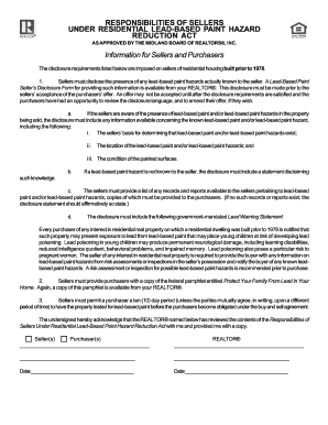 Residential Lead-Based Paint Disclosure Form
