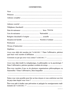 Demande d’affiliation de l’Ancien et Mystique Ordre de la Rose-Croix