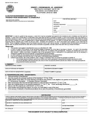 California Grandparent-Grandchild Reassessment Exclusion Form