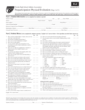 Florida High School Athletic Association Preparticipation Physical Evaluation