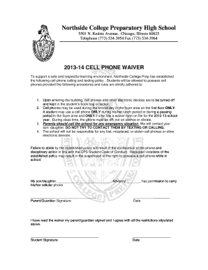 Northside College Prep Cell Phone Waiver