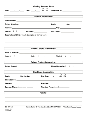 Missing Student Form