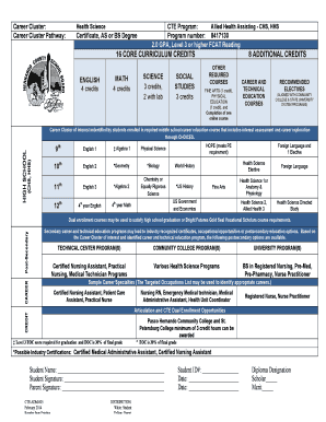 Allied Health Assisting Program of Study Form
