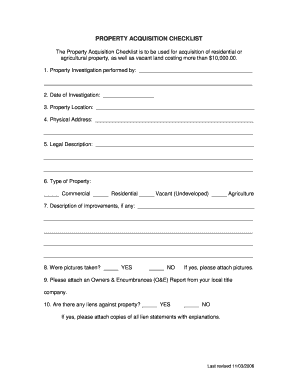 Property Acquisition Checklist