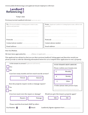 Previous landlords reference template - LandlordReferencingcouk - landlordreferencing co