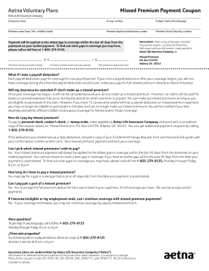 Aetna Missed Premium Payment Coupon