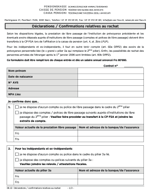 Déclarations / Confirmations relatives au rachat