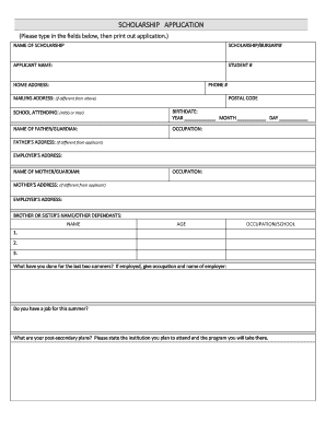 Scholarship Application Form
