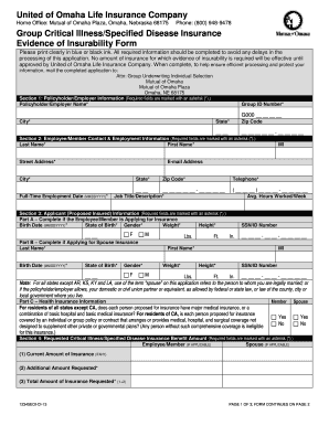 Evidence of Insurability Form for Critical Illness Insurance