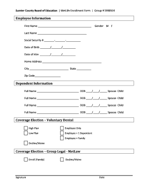 MetLife Enrollment Form