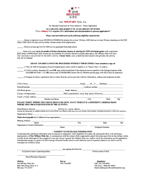 Our Military Kids Grant Application