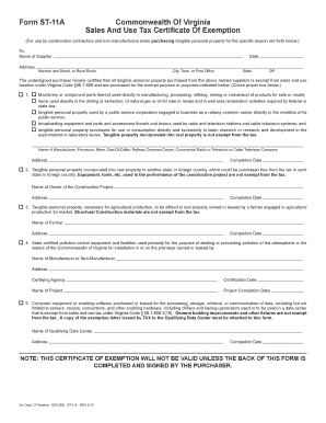 Virginia Sales And Use Tax Certificate Of Exemption