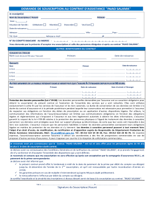 Demande de souscription au contrat d'assistance "INJAD SALAMA"