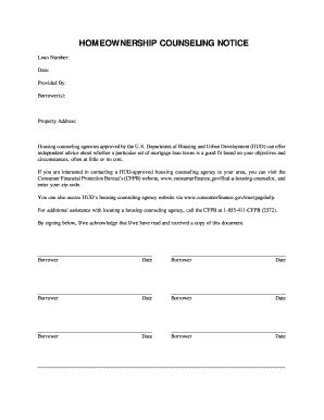 Homeownership Counseling Notice