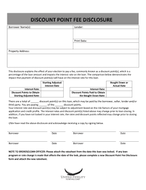 Discount Point Fee Disclosure
