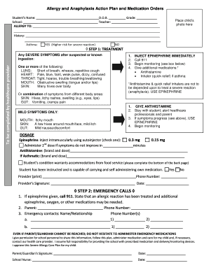 Allergy and Anaphylaxis Action Plan