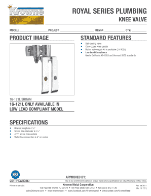 Knee Valve Specification Sheet