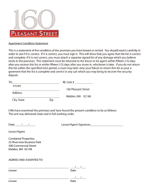 Apartment Condition Statement