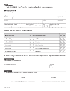 Confirmation et autorisation de la personne assurée
