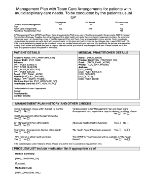 GP Management Plan and Team Care Arrangements