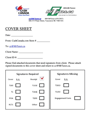 Tax Document Cover Sheet