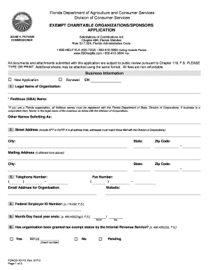 Florida Exempt Charitable Organization Application