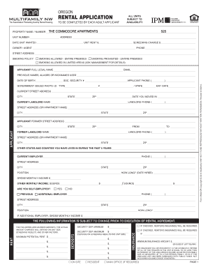 Oregon Rental Application Form
