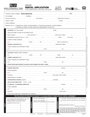 Oregon Rental Application Form