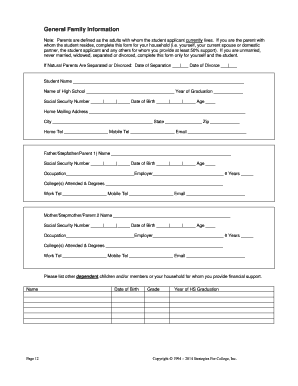 College Financial Information Form