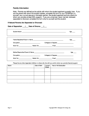 College Financial Data Form