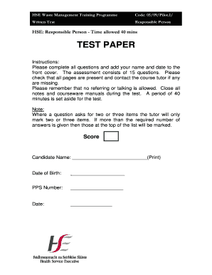 HSE Waste Management Training Test