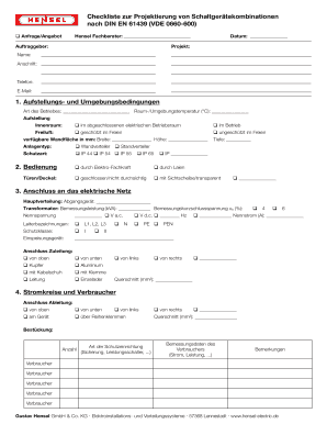 Checkliste zur Projektierung von Schaltgerätekombinationen