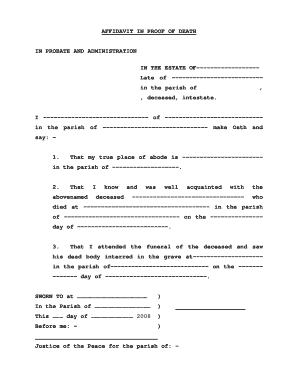 Affidavit in Proof of Death