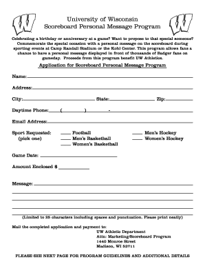 University of Wisconsin Scoreboard Personal Message Application
