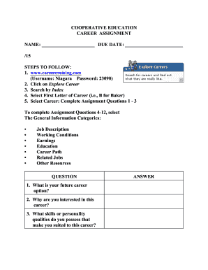 Career Assignment Form