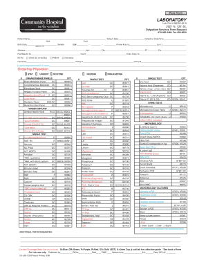 Outpatient Laboratory Services Request Form