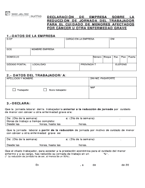 DECLARACIÓN DE EMPRESA SOBRE LA REDUCCION DE JORNADA DEL TRABAJADOR
