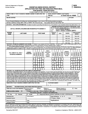 California Free and Reduced-Price Meal Application