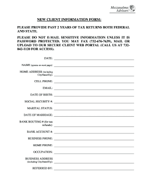 New Client Information Form