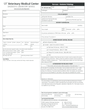 Veterinary Diagnostic Lab Forms