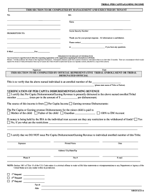 Tribal Per Capita Gaming Income Verification Form