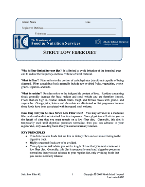 Strict Low Fiber Diet Plan